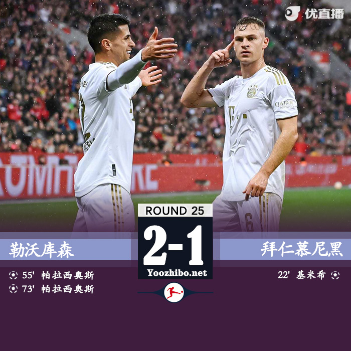 拜仁1-2药厂 帕拉西奥斯点射双响,阿德利两造点