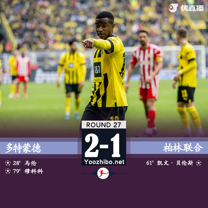 <a href=/zuqiu_zbo/dortmund/ target=_blank class=infotextkey>多特蒙德</a>2-1柏林联合 马伦包抄破门穆科科替补建功